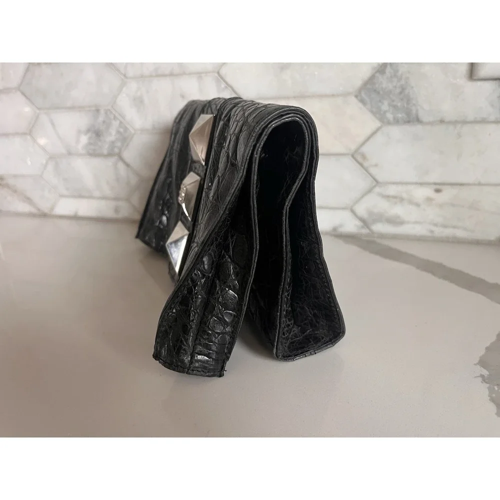 Charm And Luck Clutch Bag Y2K Leather Crocodile‎ Rhinestones Embossed Studs